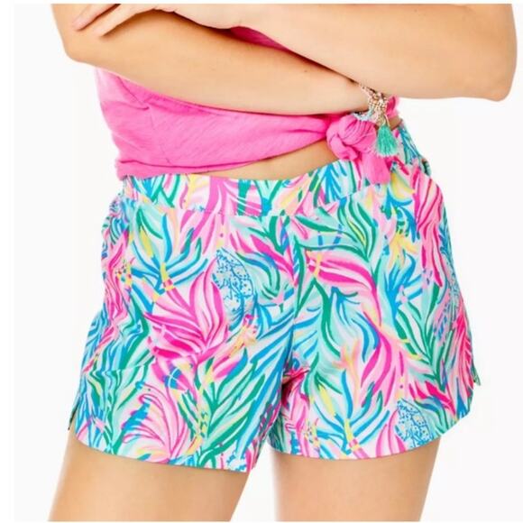 Lilly Pulitzer Ocean View Shorts Pink Blue Sea Turtle Soiree Size S - Picture 1 of 12